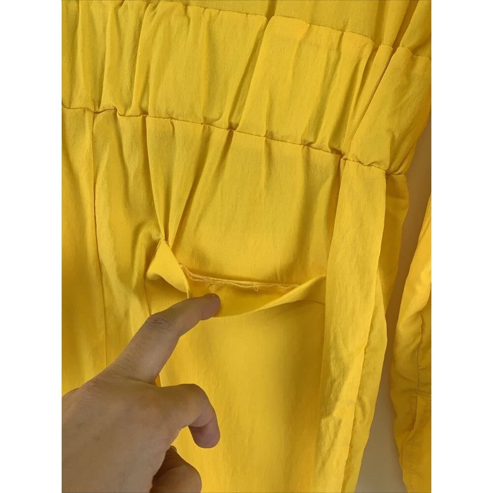 April O’Neil TMNT Costume Yellow Jumpsuit Zip Long Sleeve Stretch Womens Small - Picture 8 of 11